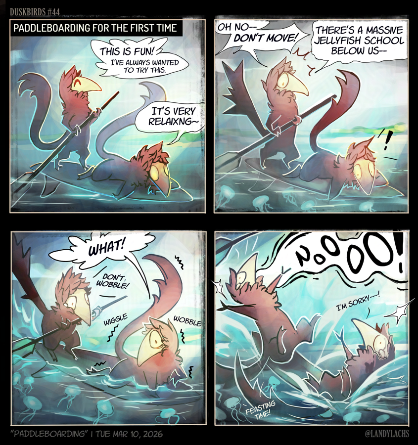 “Paddleboarding” | #44 + Info about Duskbirds Print Zines! – April 1, 2026